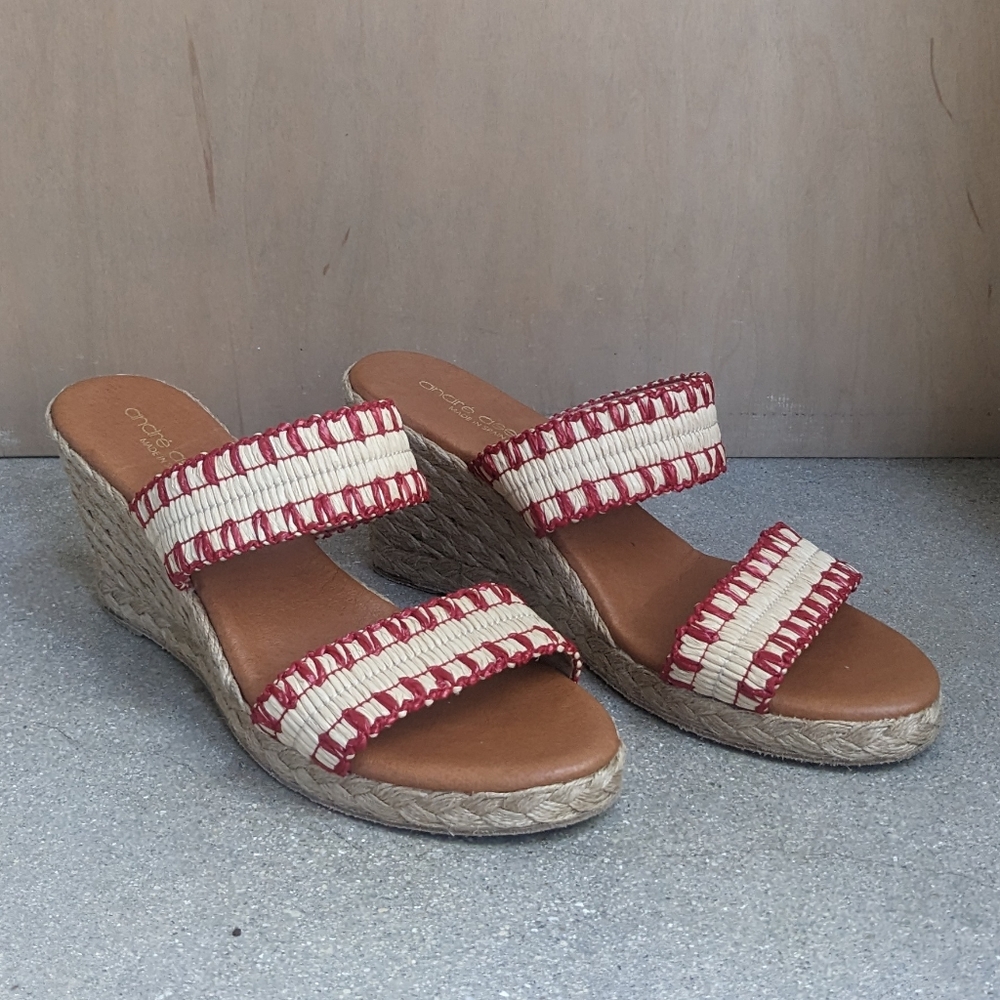 ❤️ André Assous Nolita Raffia Wedge red/neutral sandal